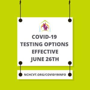photo announcing covid-19 testing options effective June 26th